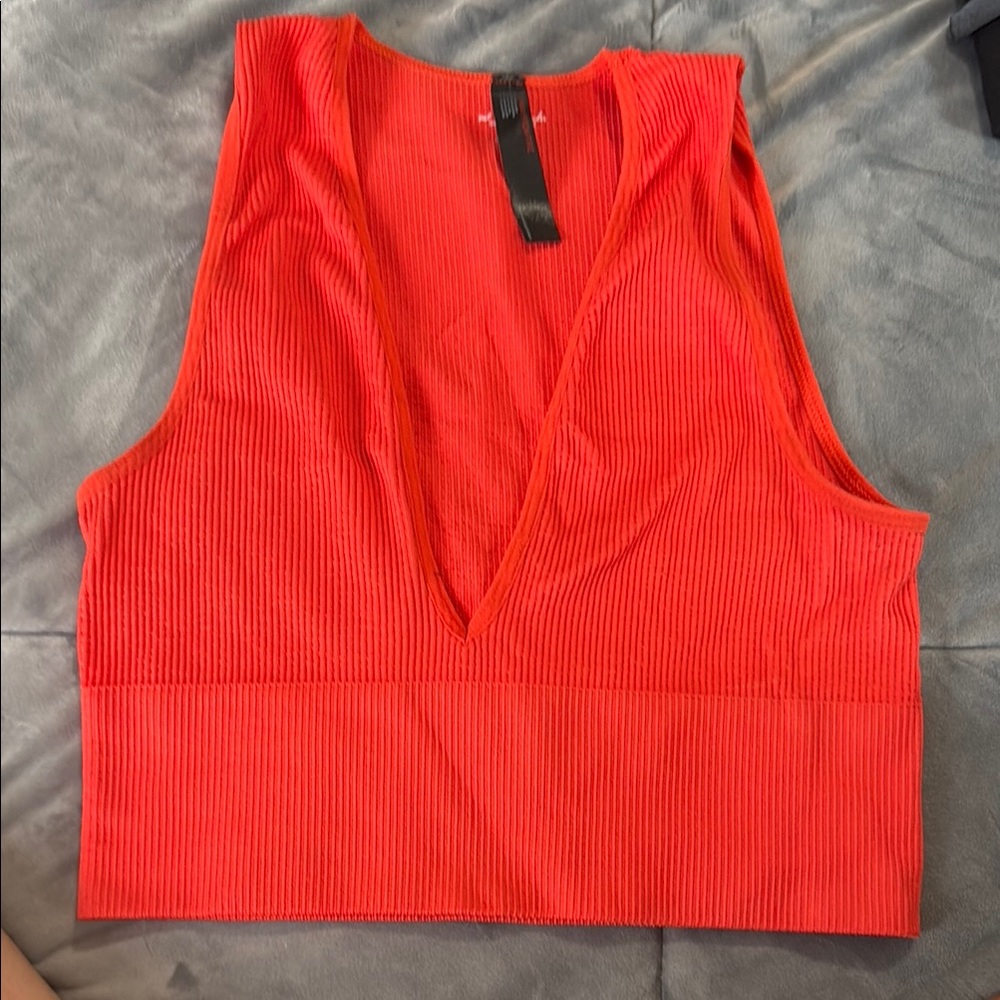 Urban Outfitters Vibrant Red Ribbed Tank Top
